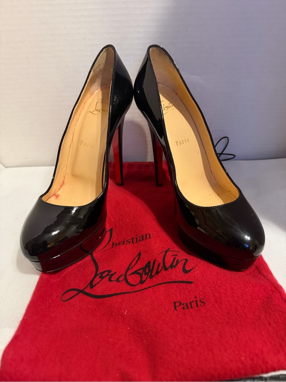 Christian Louboutin Black Patent Pointed Toe Stiletto Pumps